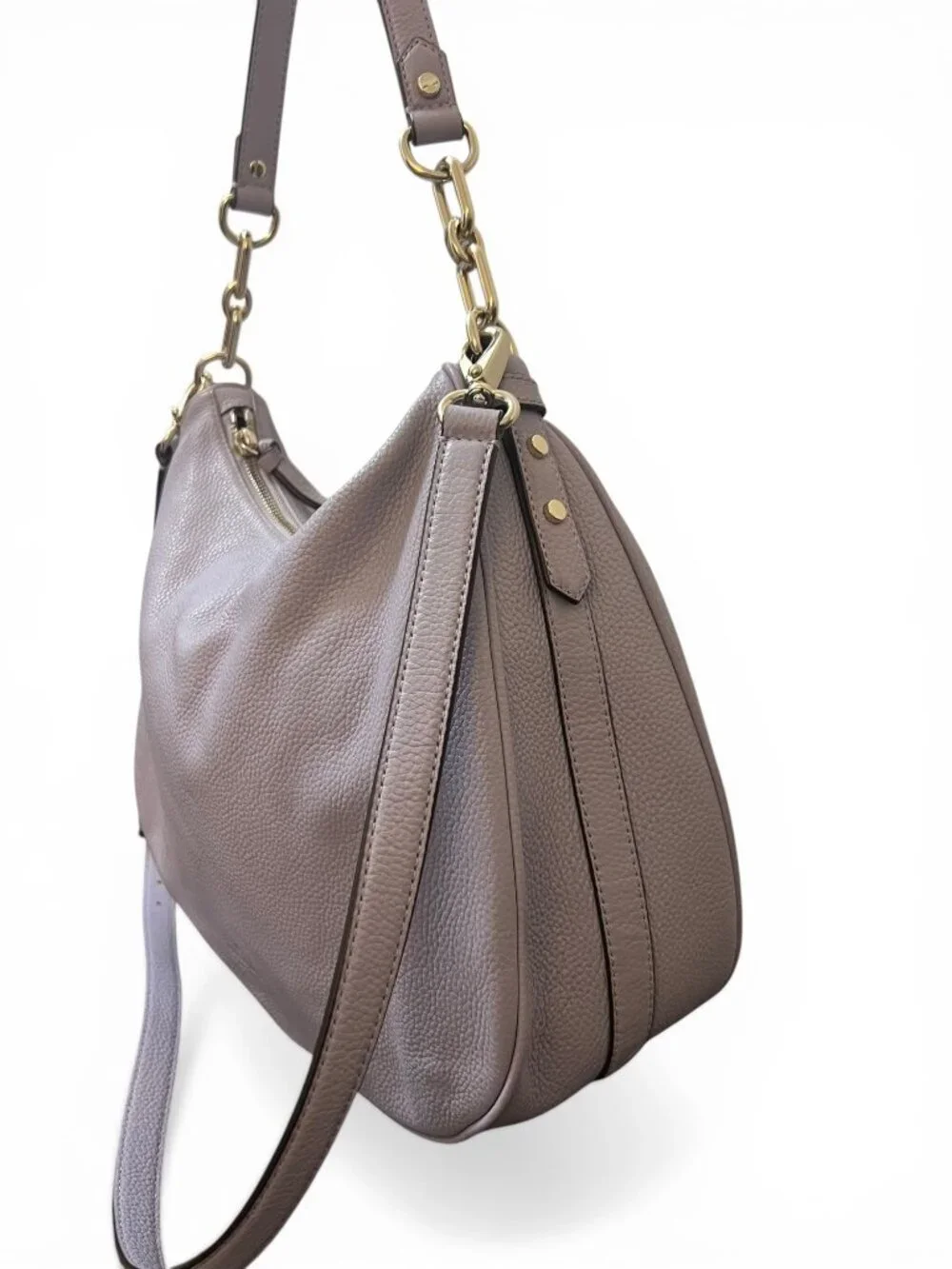Kate Spade New York Lilac Leather Hobo Bag With Crossbody Strap
